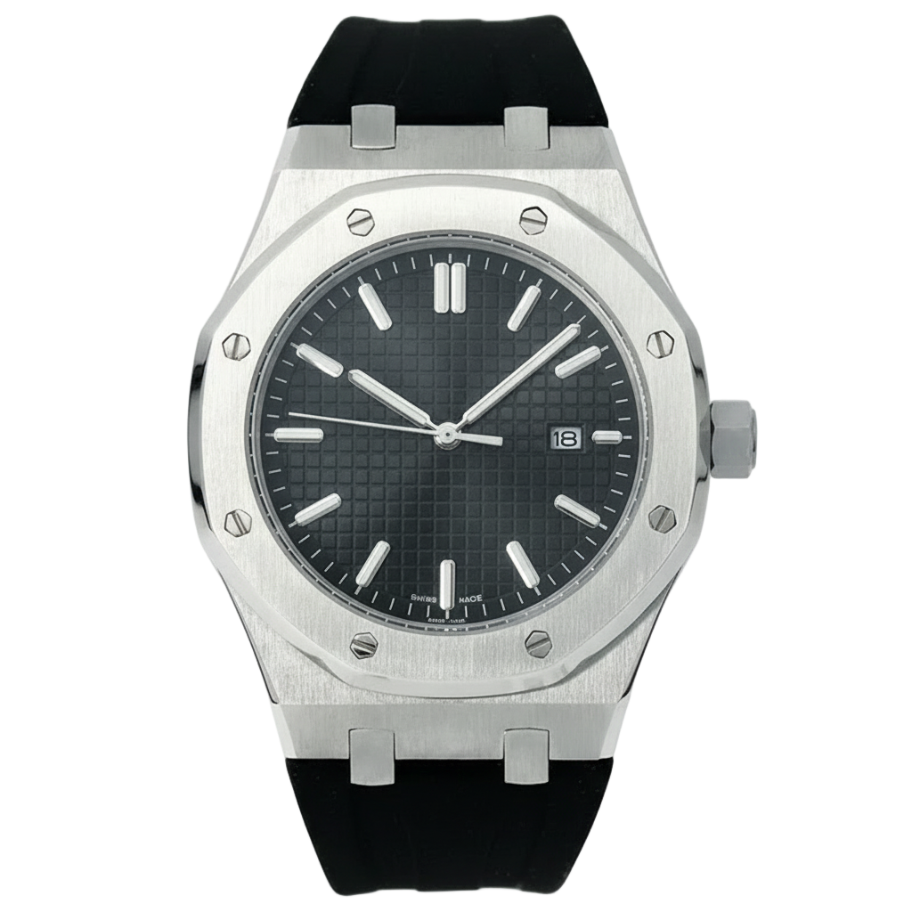 BLACK ON BLACK RUBER STRAP SEIKO MOD ROYAL SEIKOAK