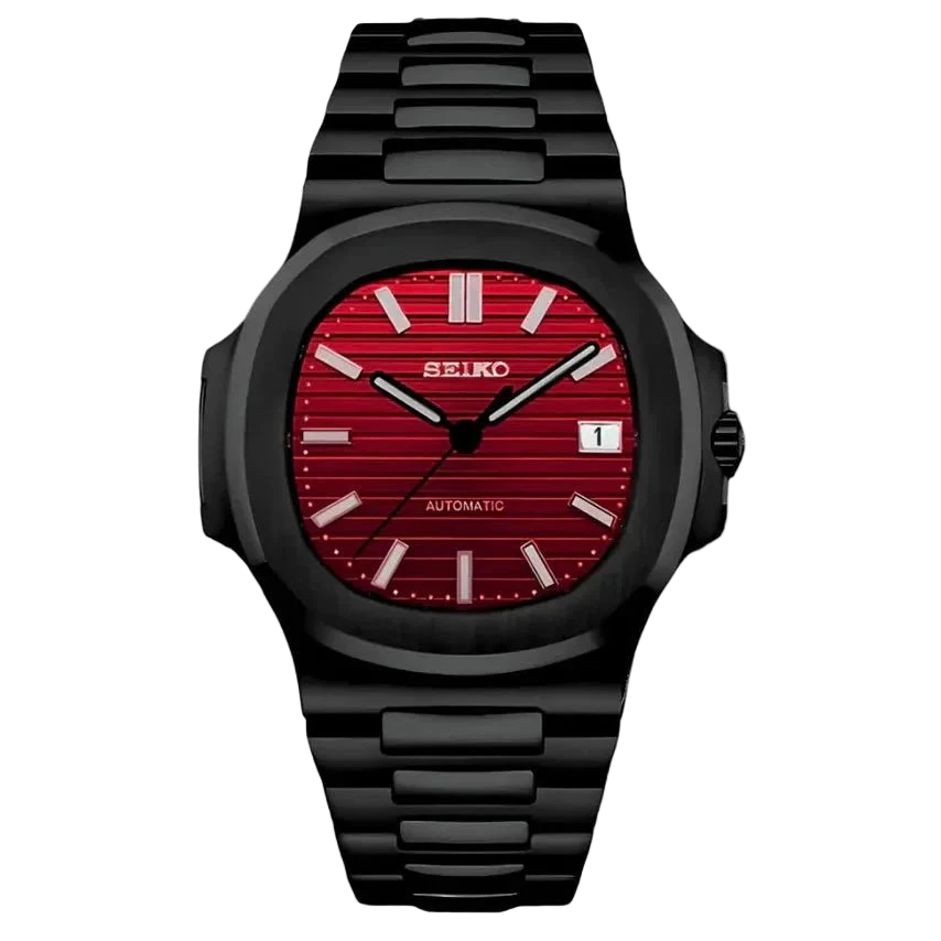 RED ON BLACK CLASSIC DIAL Seiko Mod NAUTIKO