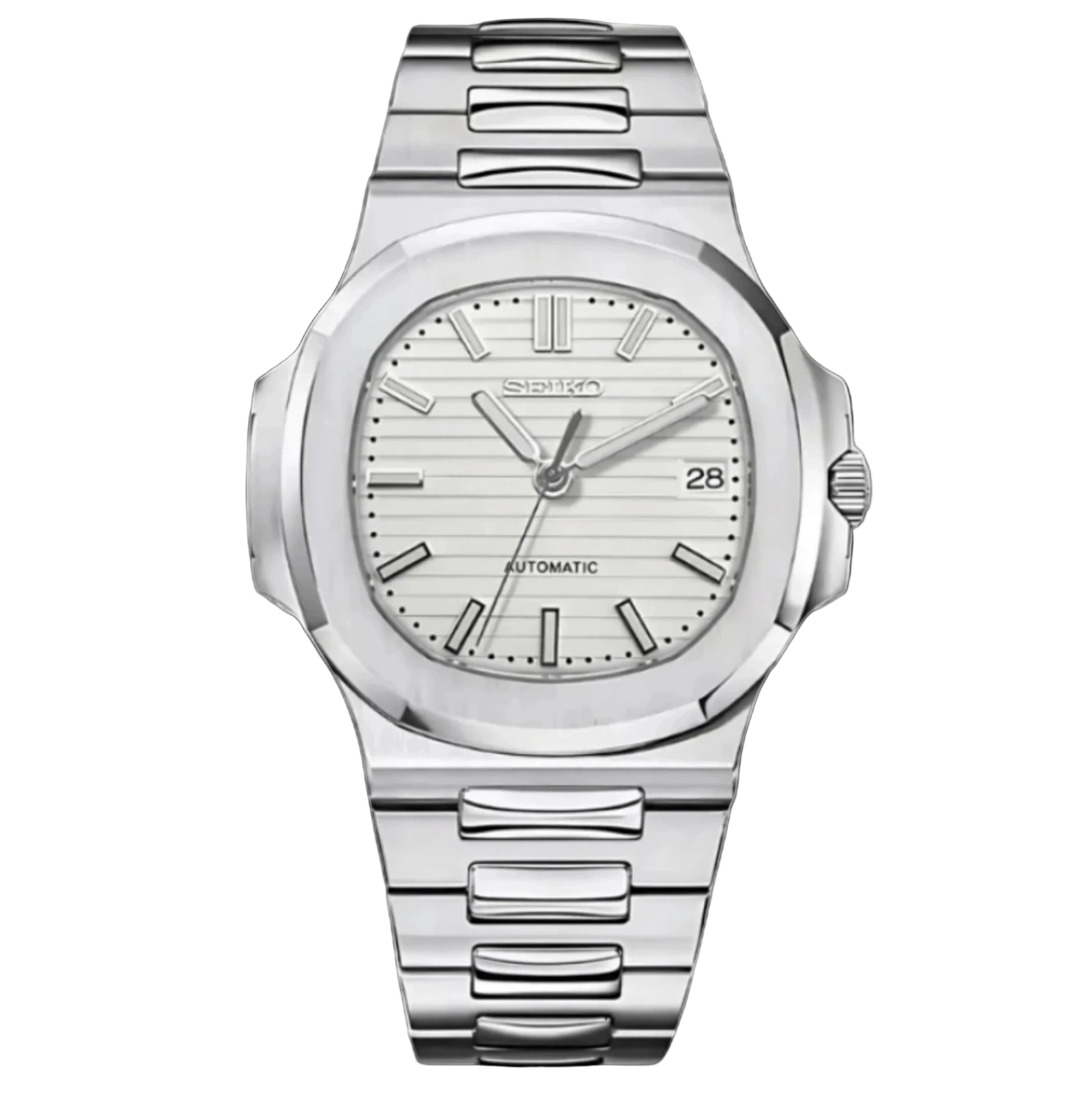 STEEL WHITE CLASSIC DIAL Seiko Mod NAUTIKO