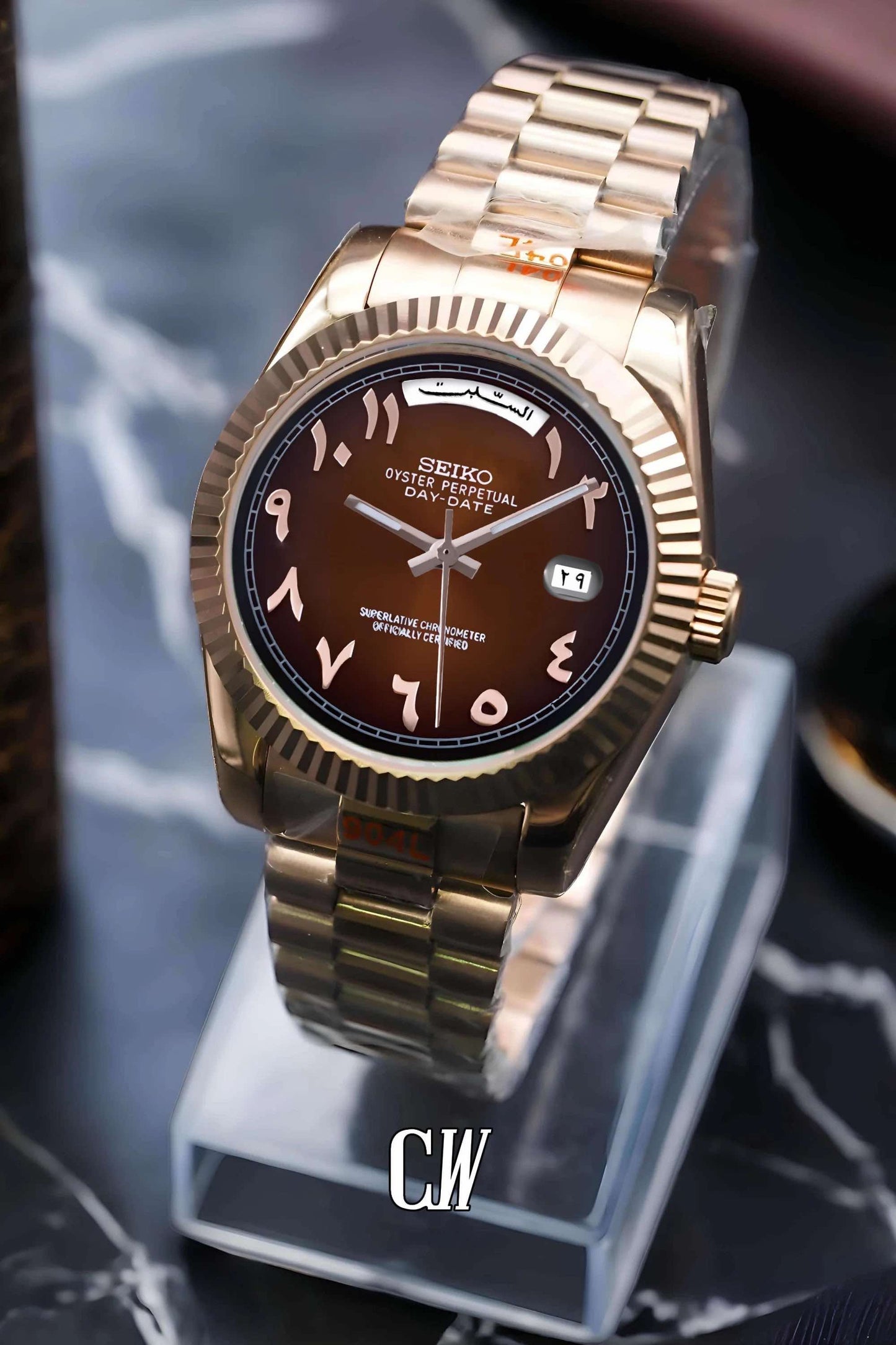 BROWN ROSE GOLD SEIKDATE PRESIDENTAL