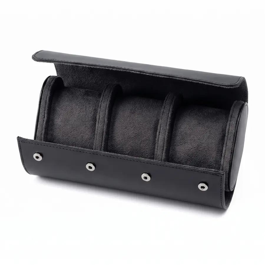 3-TEILIGES UHREN-REISEETUI-SET (SCHWARZ)