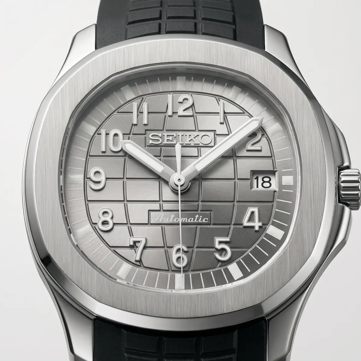 Seiko Mod Uhr AQUA MOD - GRAU & SCHWARZ – Zifferblatt Nahaufnahme – MedoMods