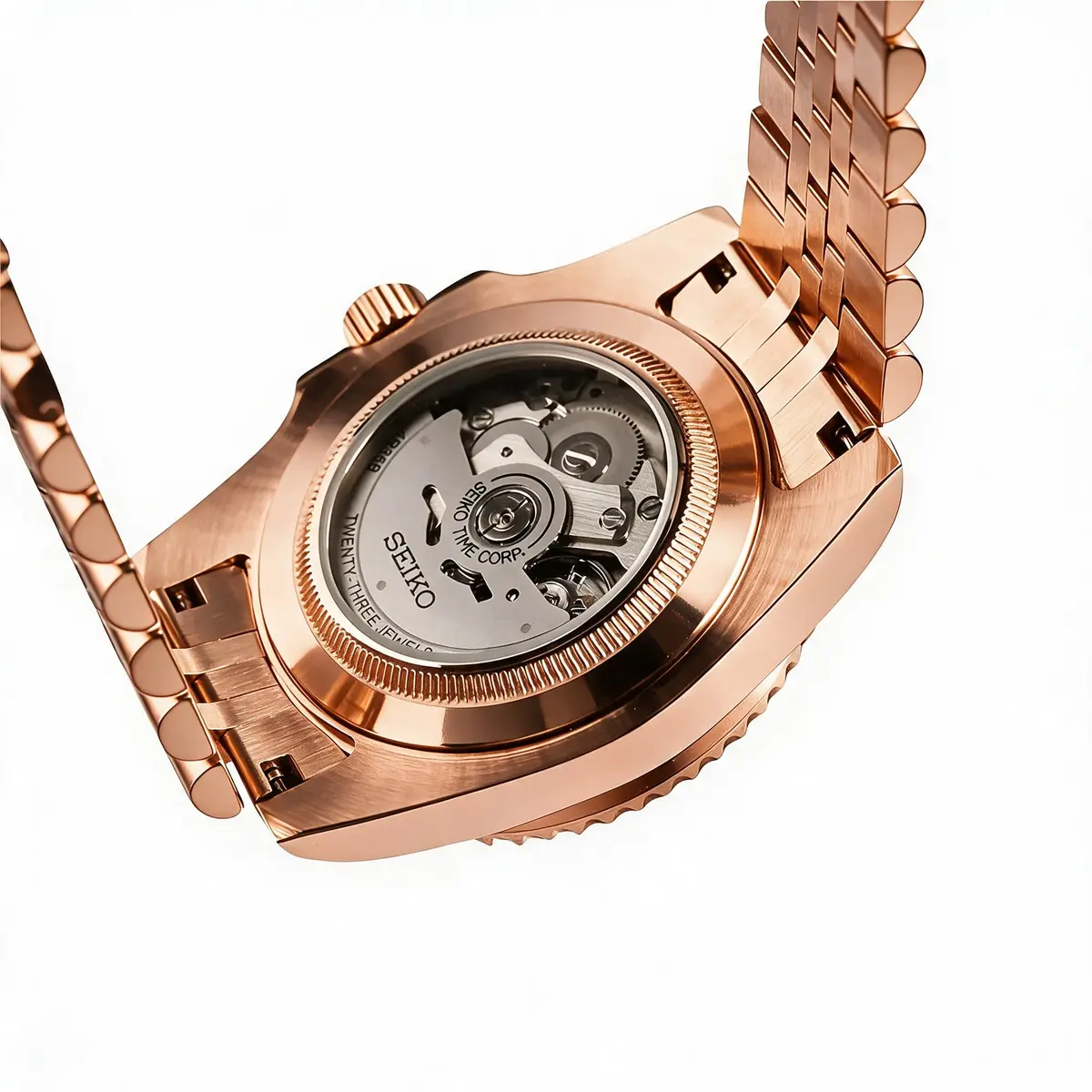 Seiko Mod Uhr DATE MOD | Roségold mit braunem Zifferblatt – Automatik – Gehäuseboden Roségold – MedoMods
