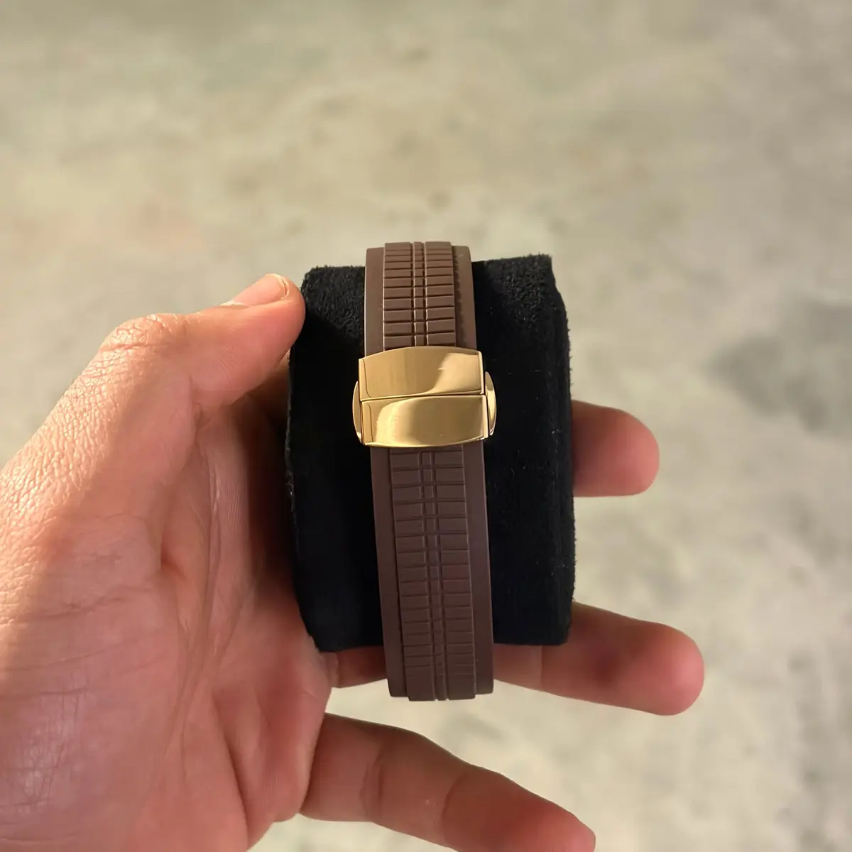 NAUT MOD | Black (Rose Gold Tone) - Automatic – back view with the clasp closed