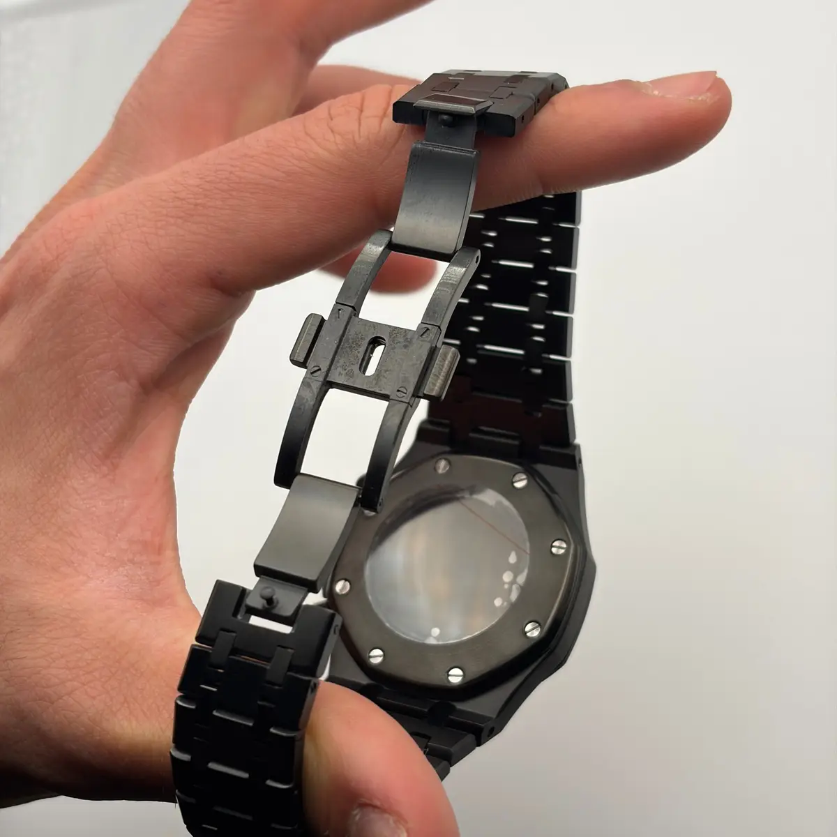OAK MOD - BLACKED OUT SKELETON – back view with the clasp open