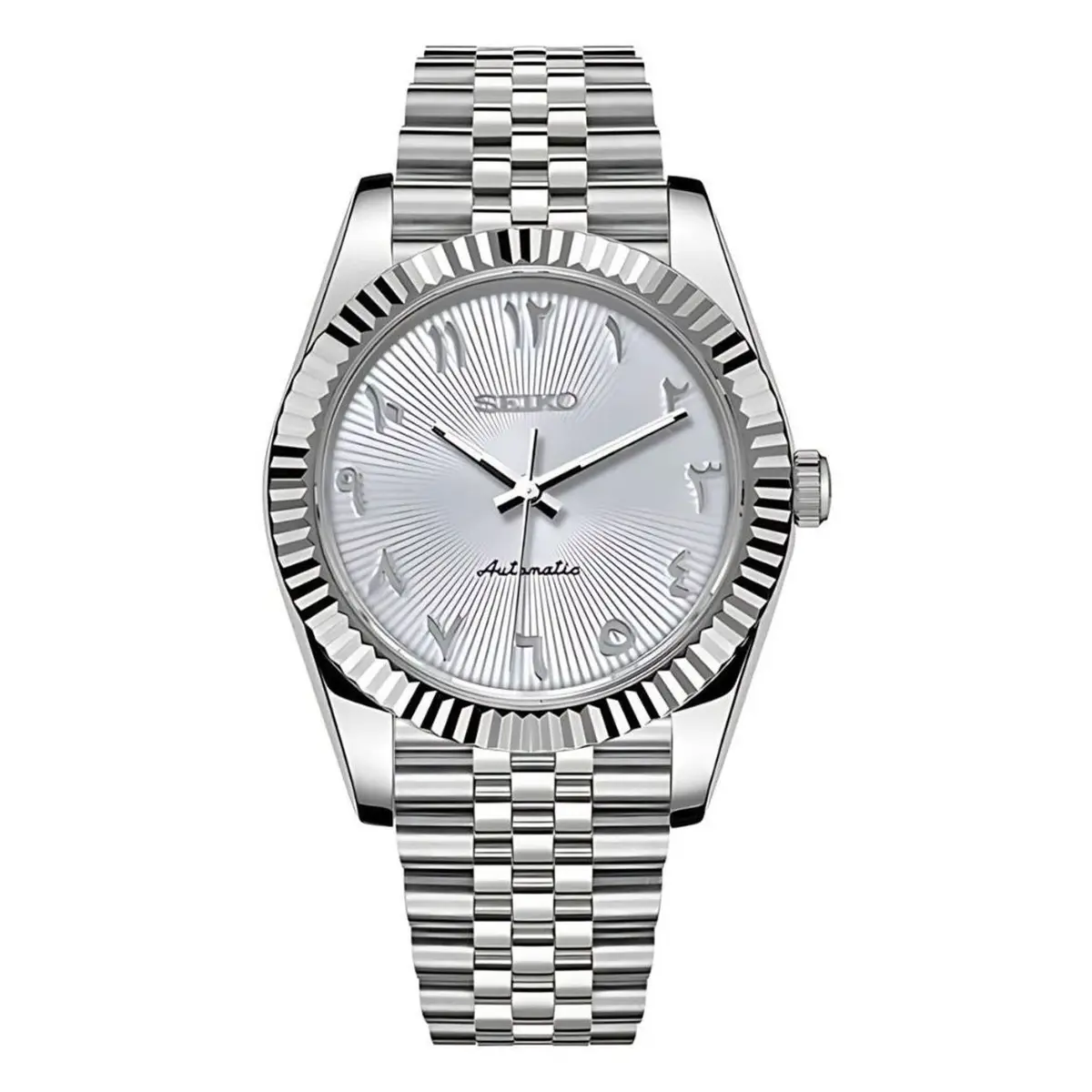 Seiko Mod Uhr DATE MOD CLASSIC MOD – WEISS, ARABISCHE ZIFFERN – MedoMods