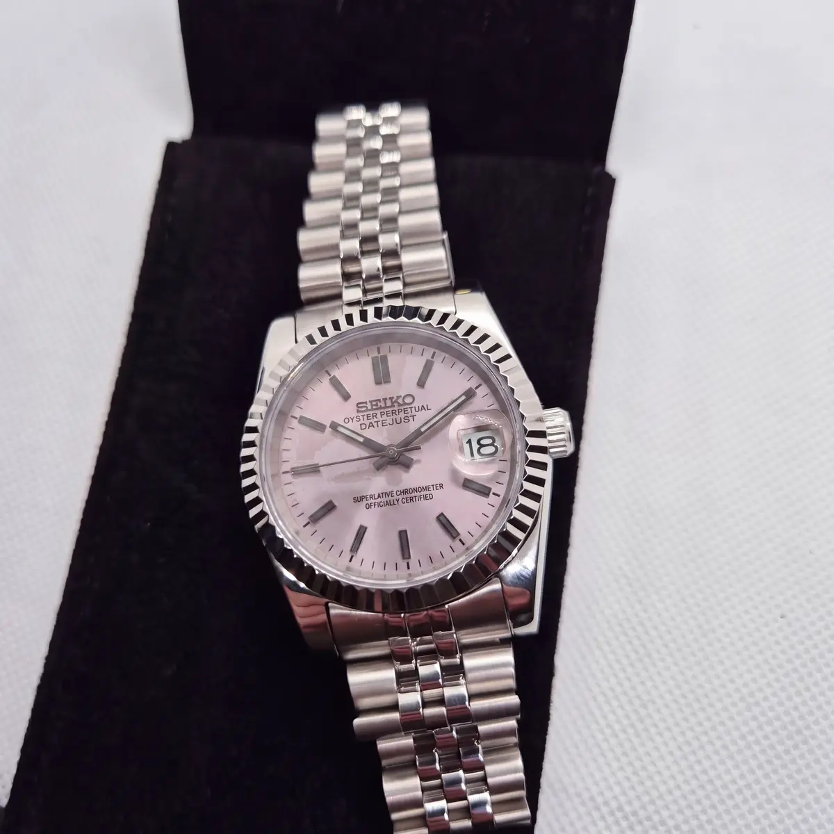 Seiko Mod Uhr DATE MOD CLASSIC ROSÉ – in der Box – MedoMods