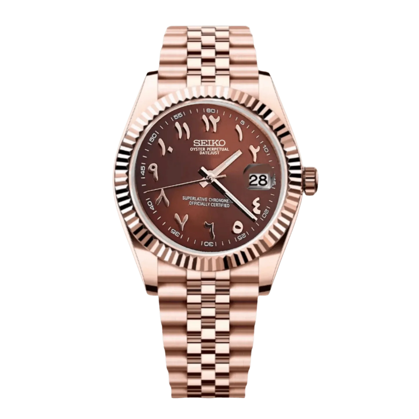 DATE MOD | rose gold Brown Arabic Dial - Automatic