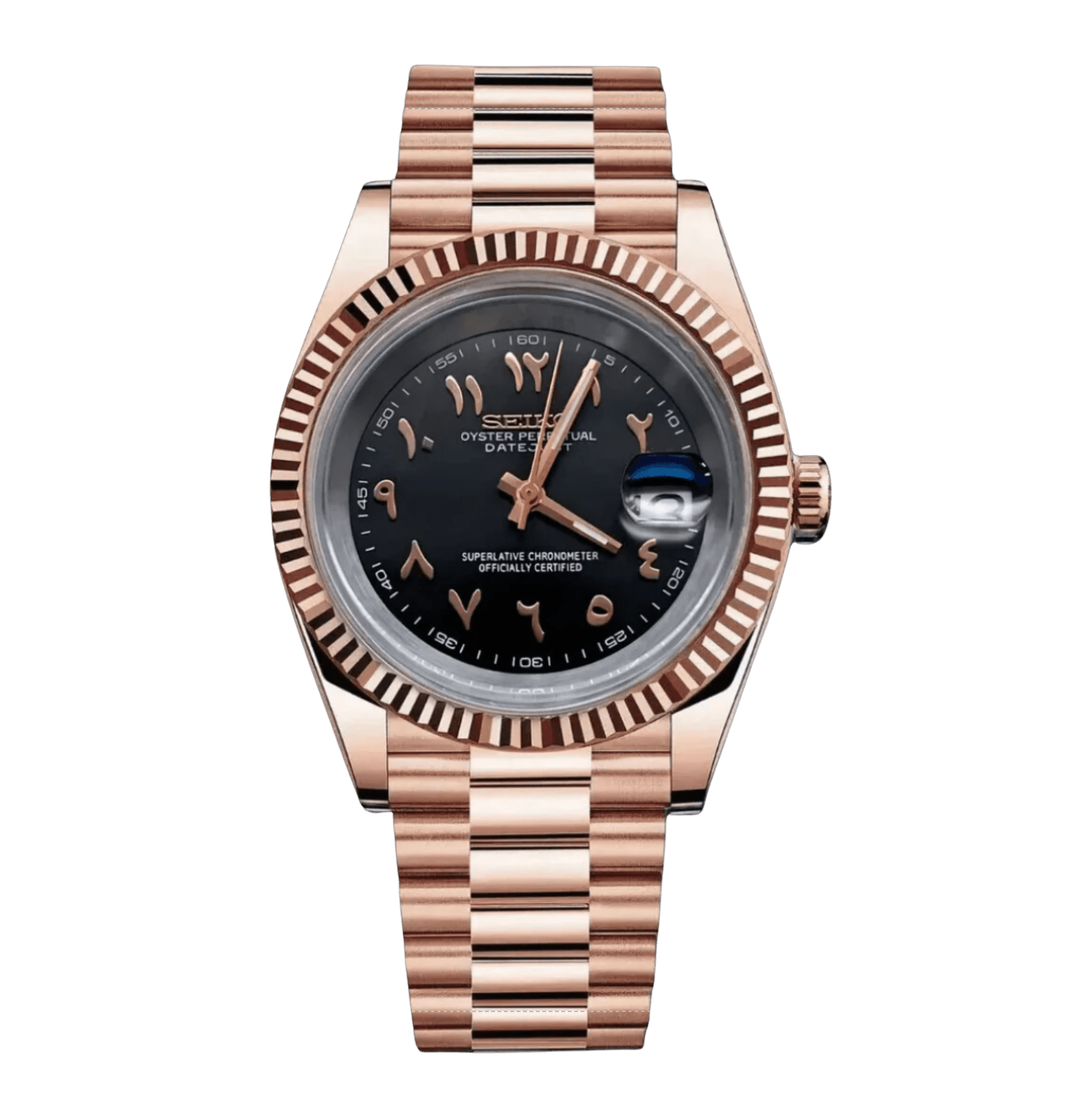 DATE MOD | Roségold mit schwarzem Zifferblatt in arabischer Schrift – Automatik