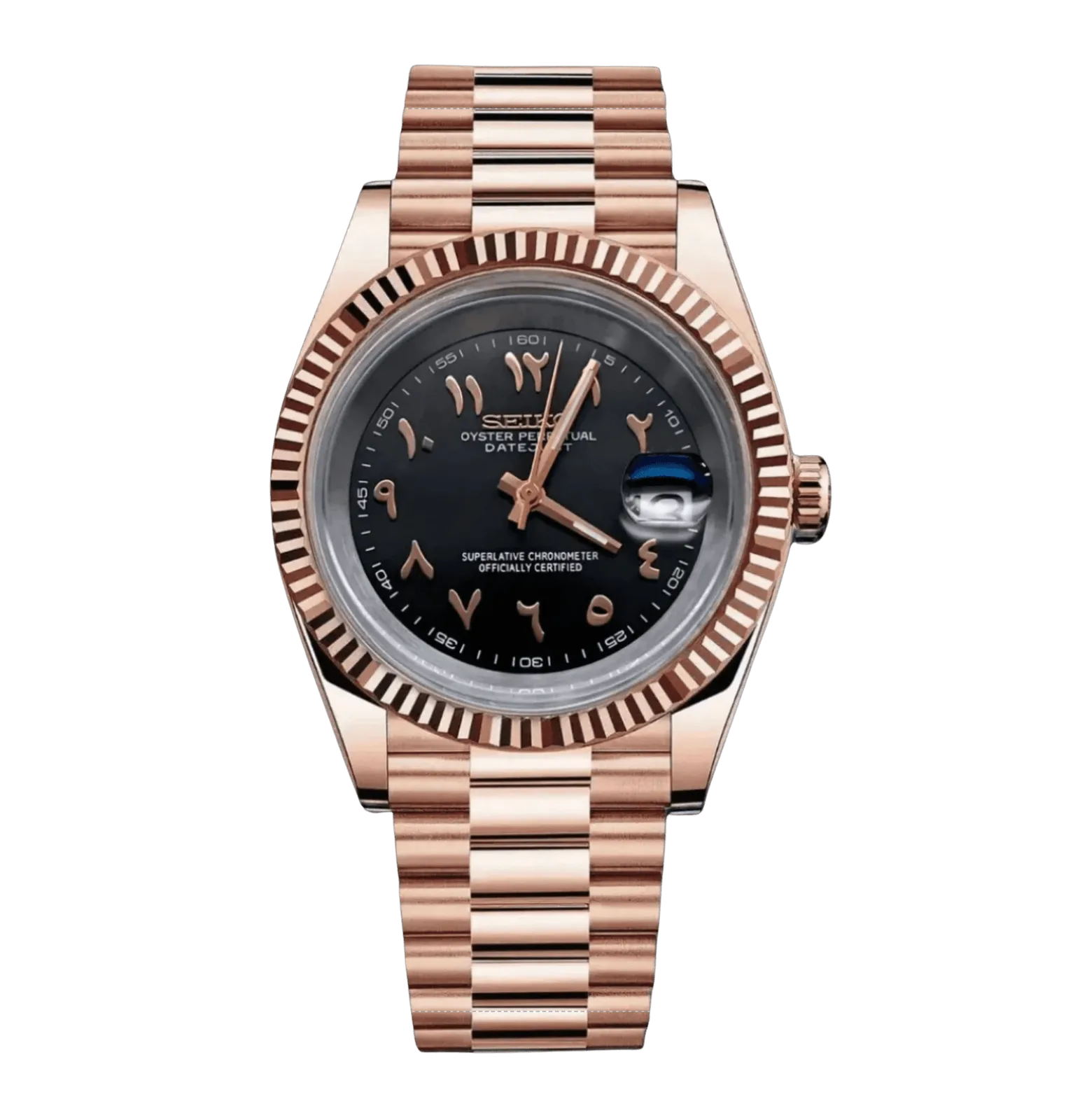DATE MOD | Roségold mit schwarzem Zifferblatt in arabischer Schrift – Automatik