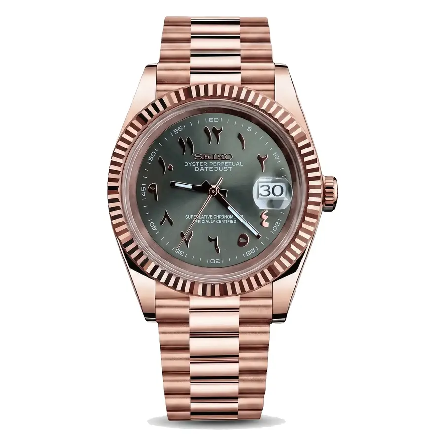 DATE MOD | rosegold Green Arabic Dial - Automatic