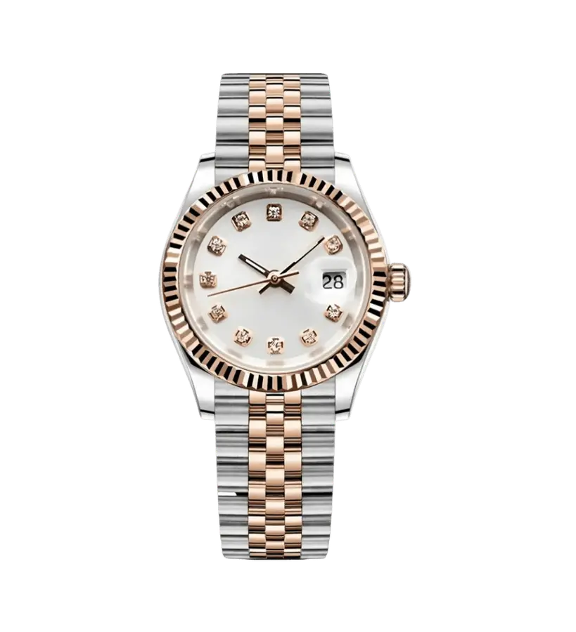 DATE MOD | Rosa dorado con esfera blanca - Automático