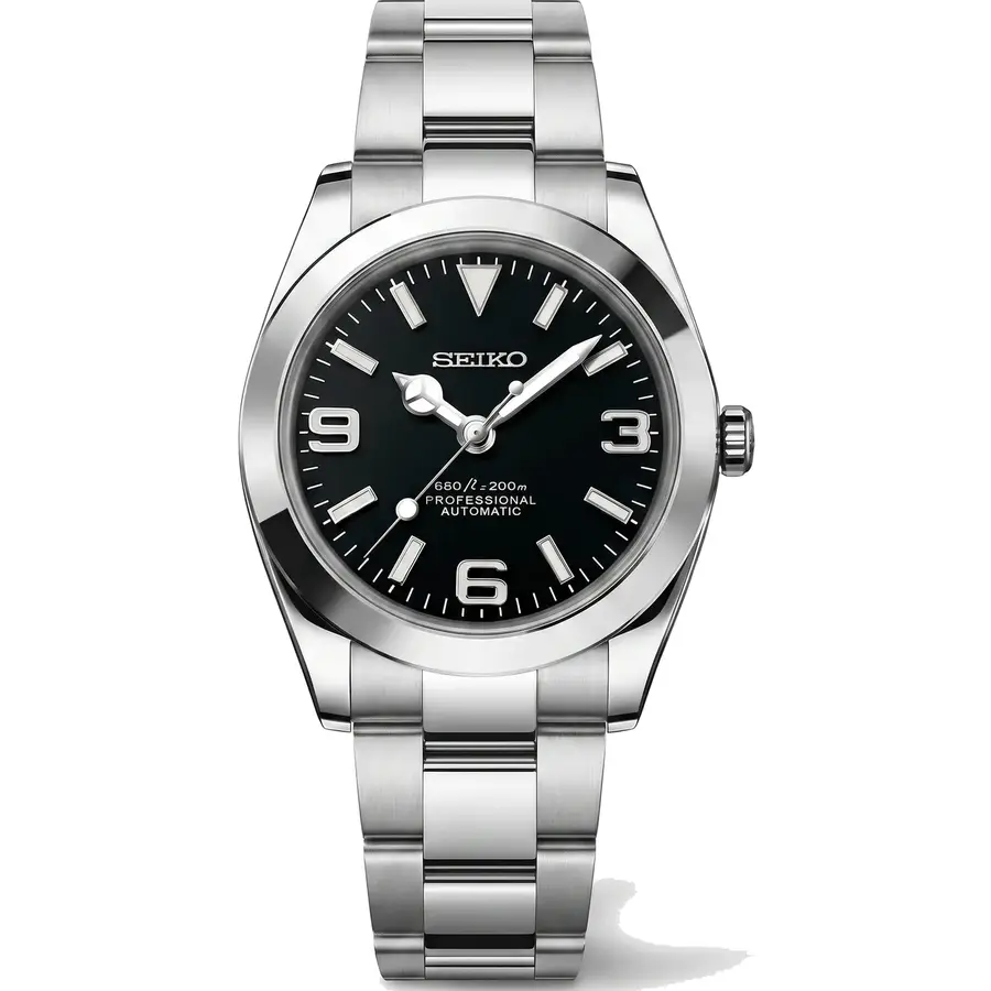 DATE MOD | Stahl, schwarzes Zifferblatt mit 3-6-9-Anzeige – Automatik