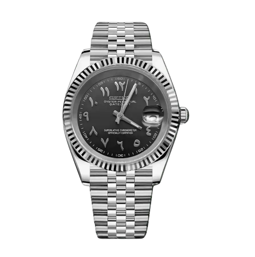DATE MOD | Acero, esfera negra con números arábigos - Automático