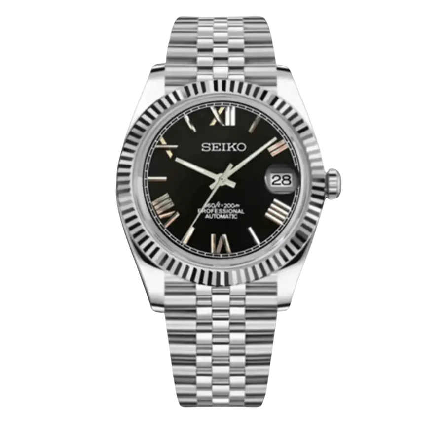 DATE MOD | Acero, esfera romana negra - Automático
