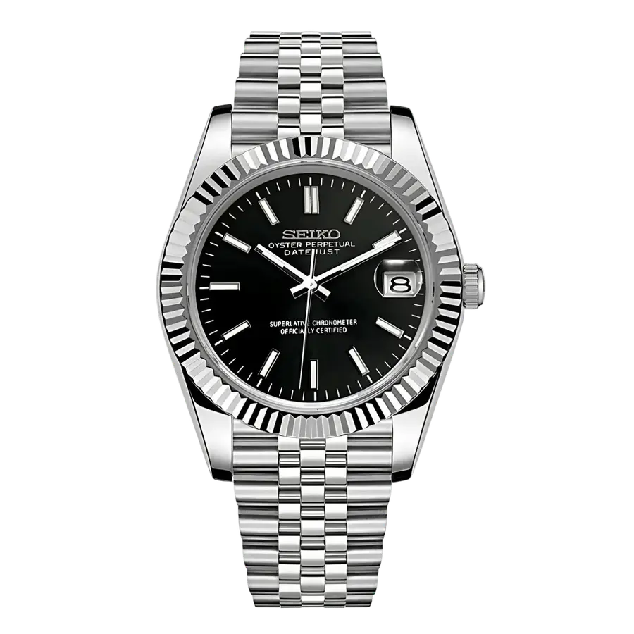 DATE MOD | Acero con esfera negra clásica - Automático