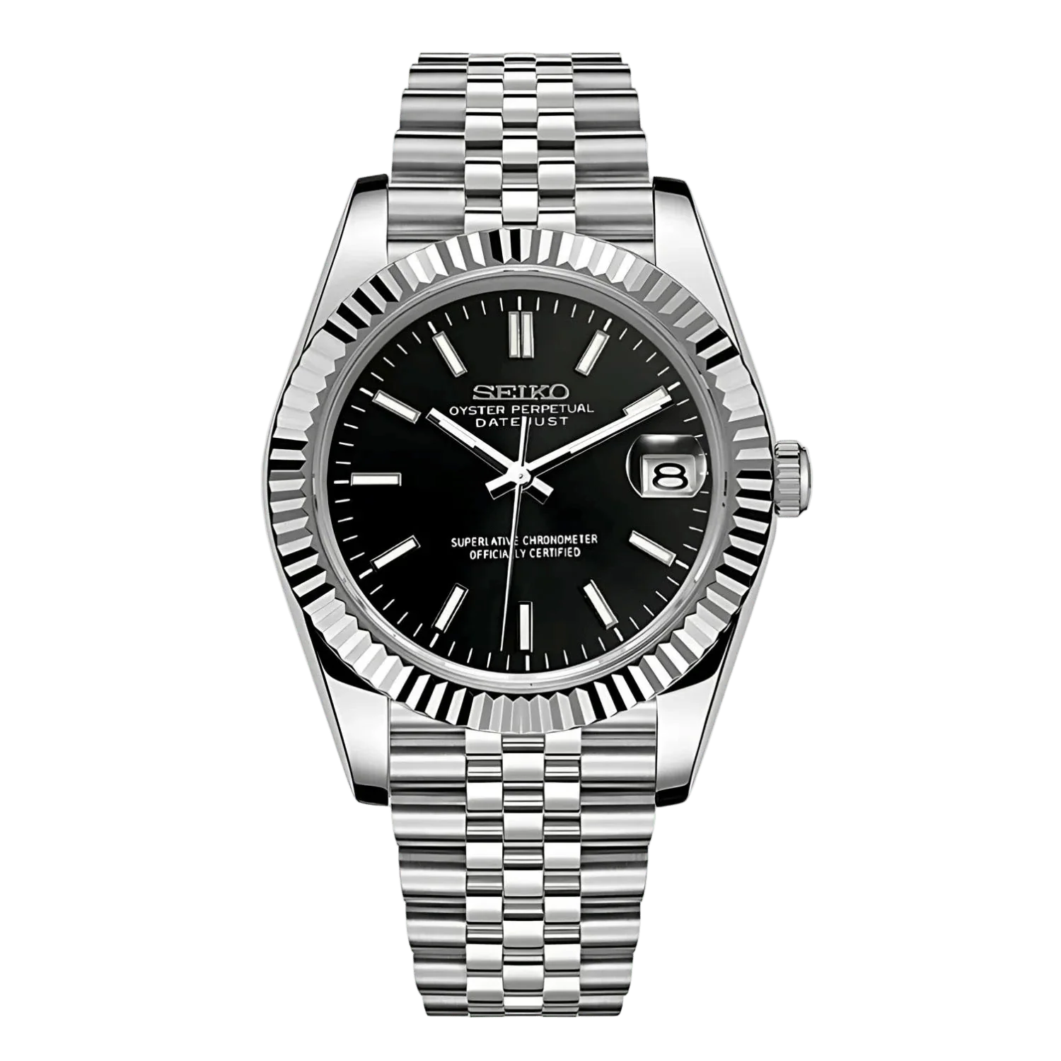 DATE MOD | Stahl, klassisches schwarzes Zifferblatt – Automatik