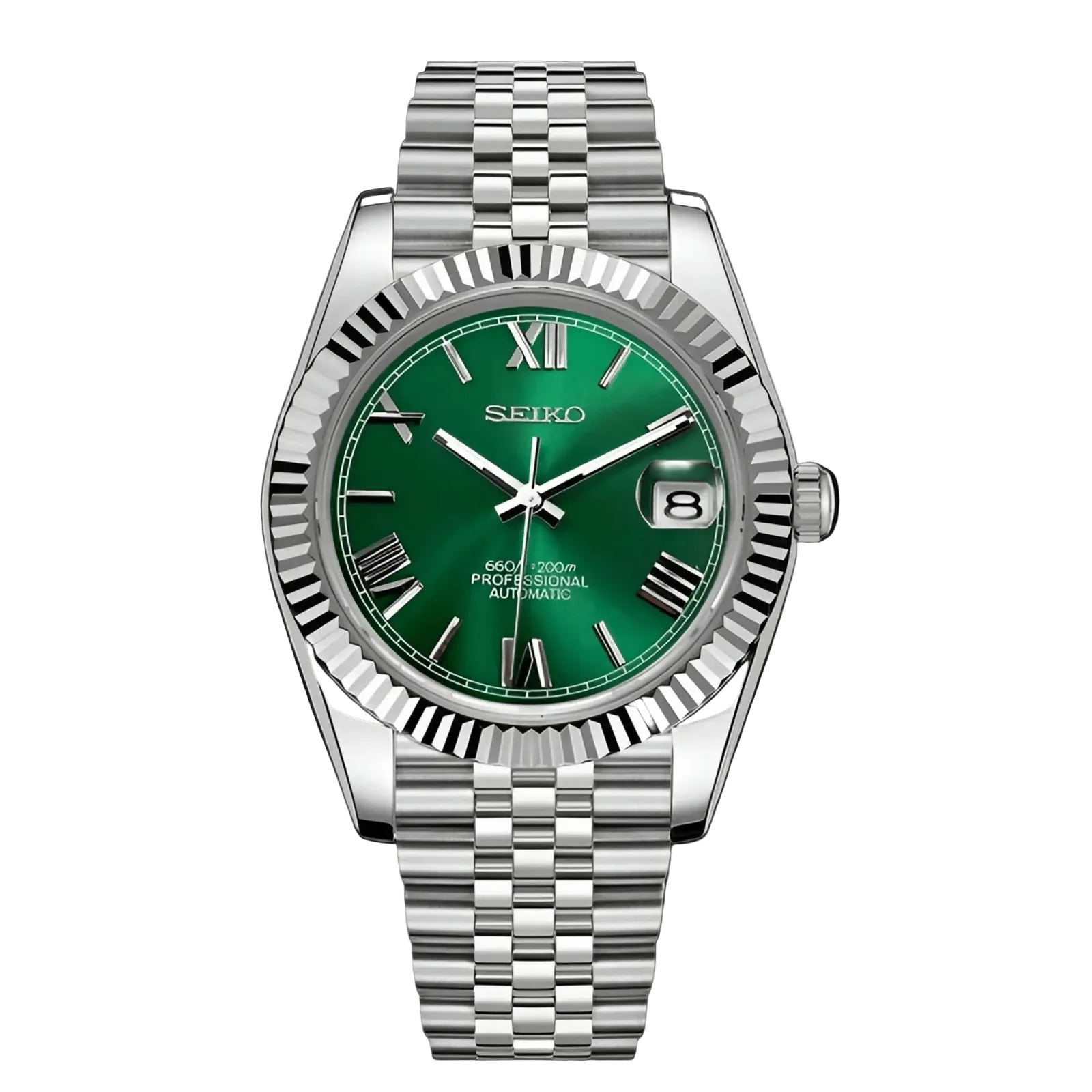 DATE MOD | Stahl, smaragdgrünes Zifferblatt im römischen Stil – Automatik