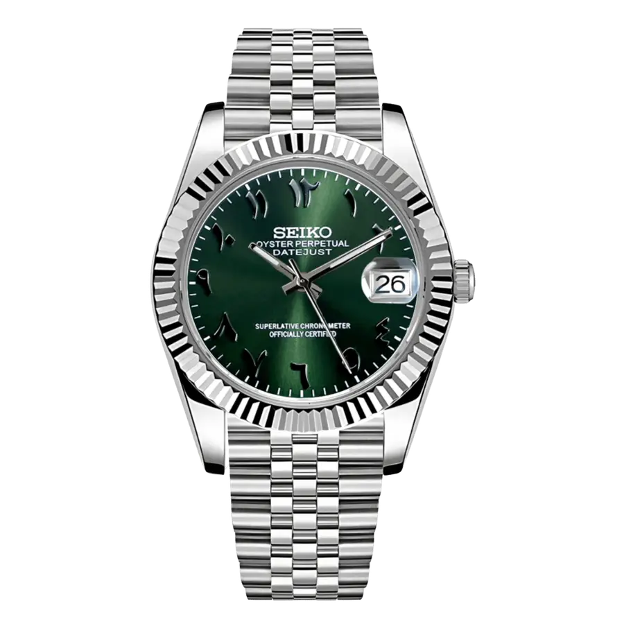 DATE MOD | Acero, esfera verde con números arábigos - Automático