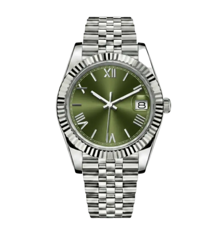 DATE MOD | Esfera romana verde de acero - Automático