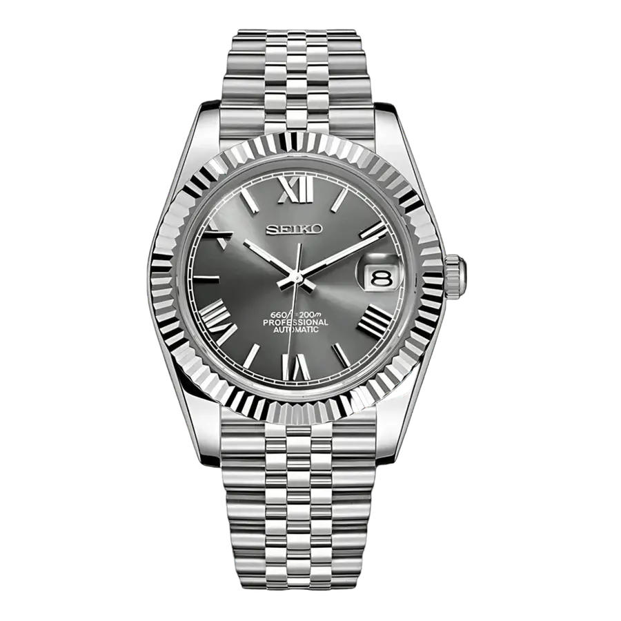 DATE MOD | Esfera romana gris acero - Automático