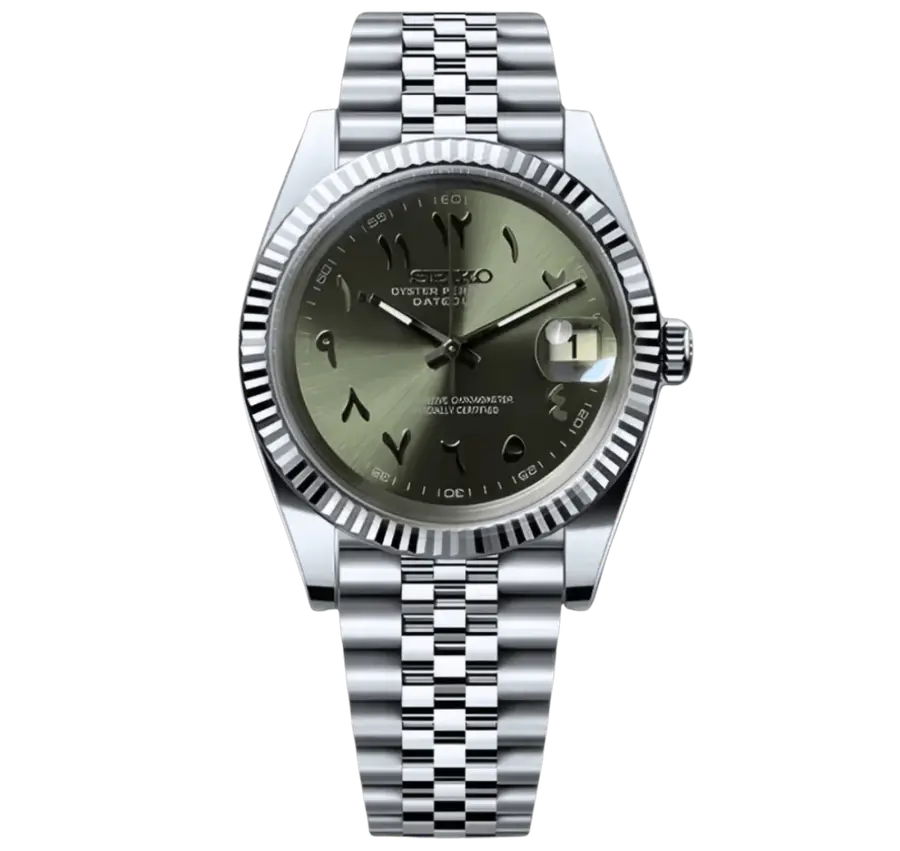 DATE MOD | Acero, verde oliva, esfera con números arábigos - Automático