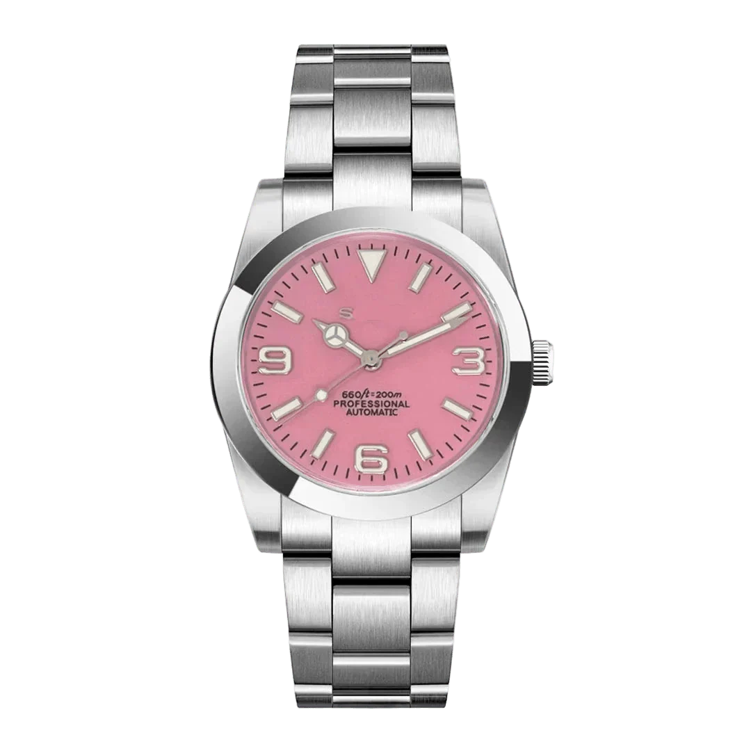 DATE MOD | Stahl mit rosa Zifferblatt – Automatik