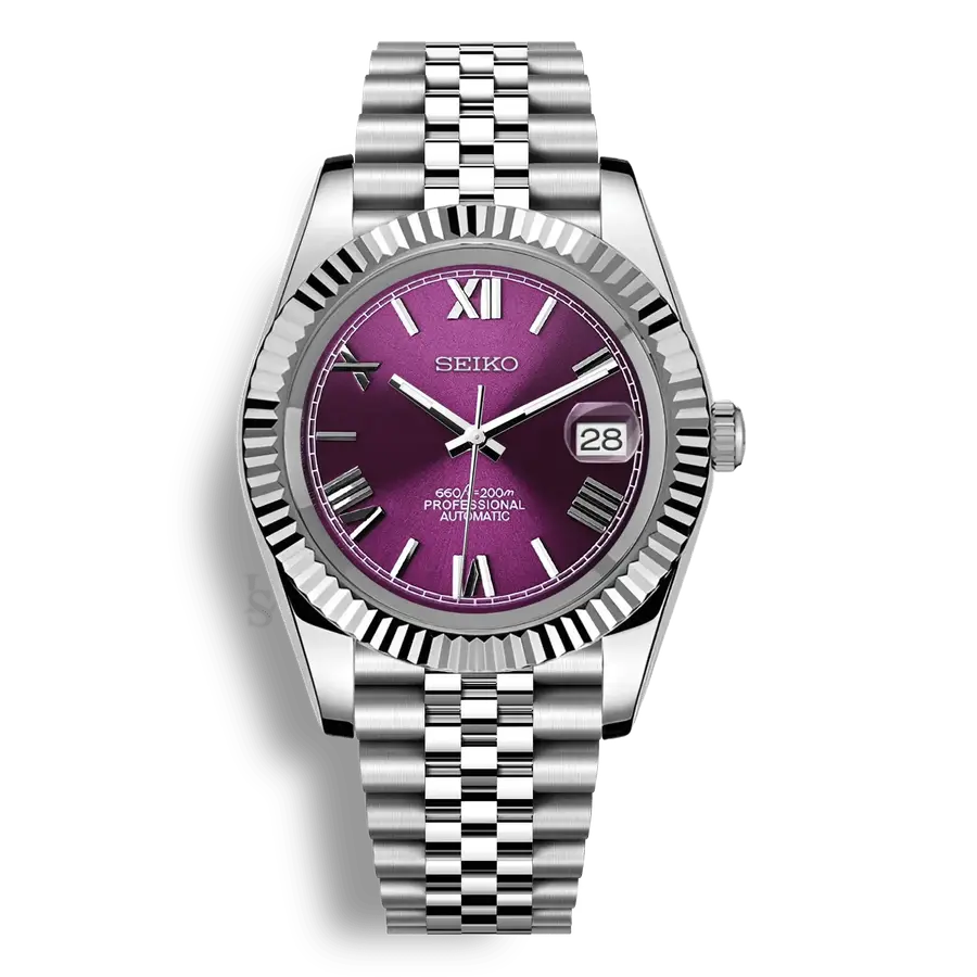 DATE MOD | Esfera romana morada de acero - Automático