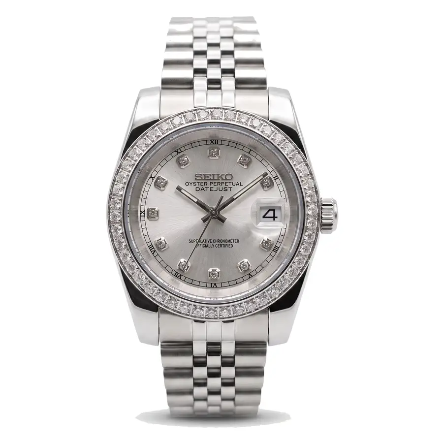 DATE MOD | steel Silver Diamond Dial - Automatic