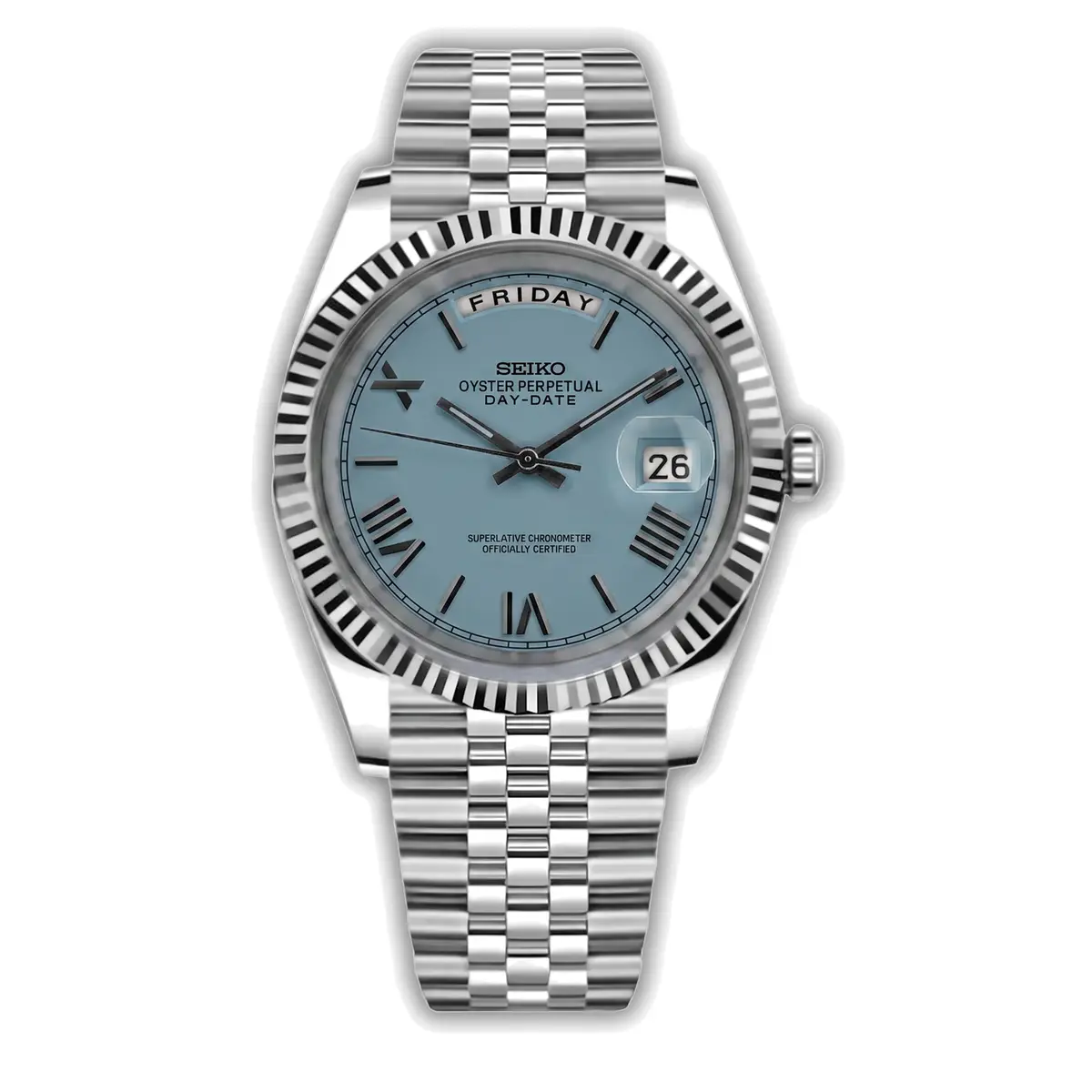 Seiko Mod Uhr DAY MOD – RAUCHBLAU RÖMISCH – MedoMods