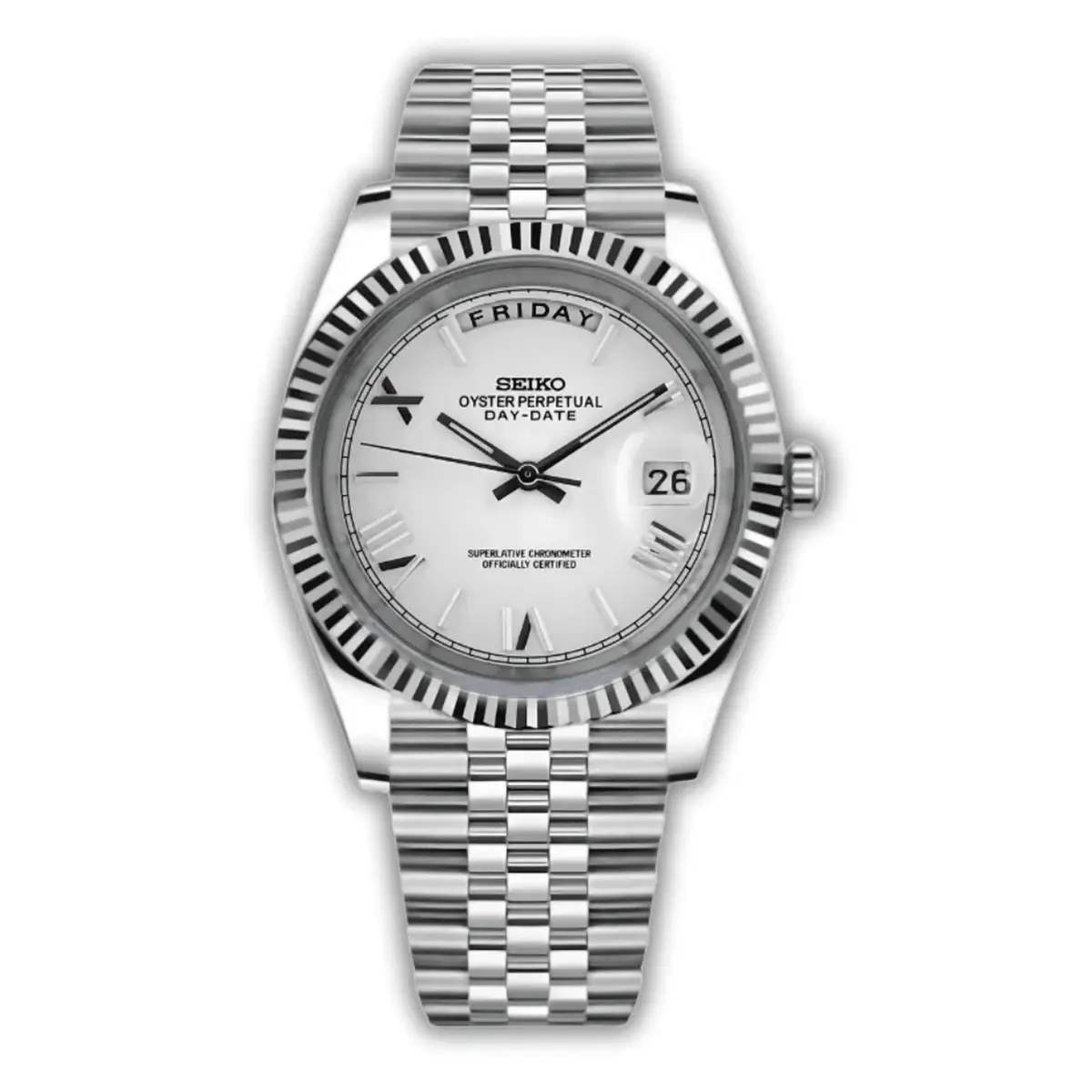 Seiko Mod Uhr DAY MOD – SILBER ROMAN – MedoMods