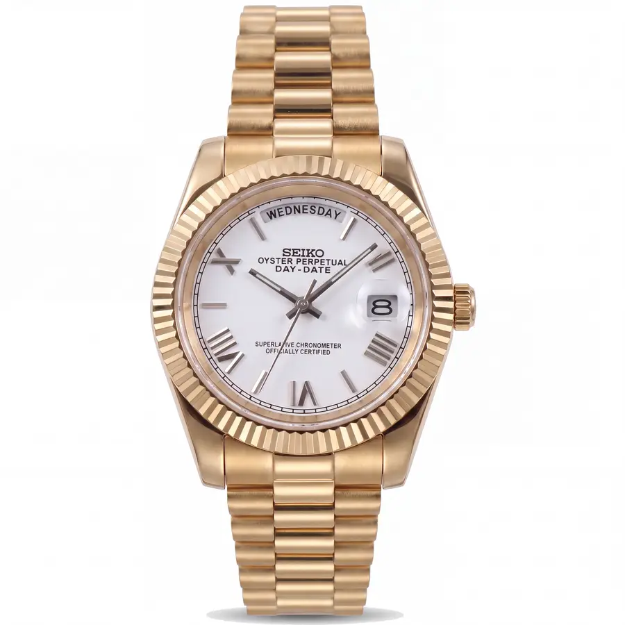 DAY MOD – Esfera romana blanca •⁠ Oro •⁠ Automático