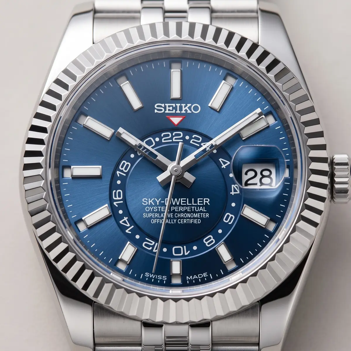 Seiko Mod Uhr DWELLER MOD – Blau – Zifferblatt Nahaufnahme – MedoMods