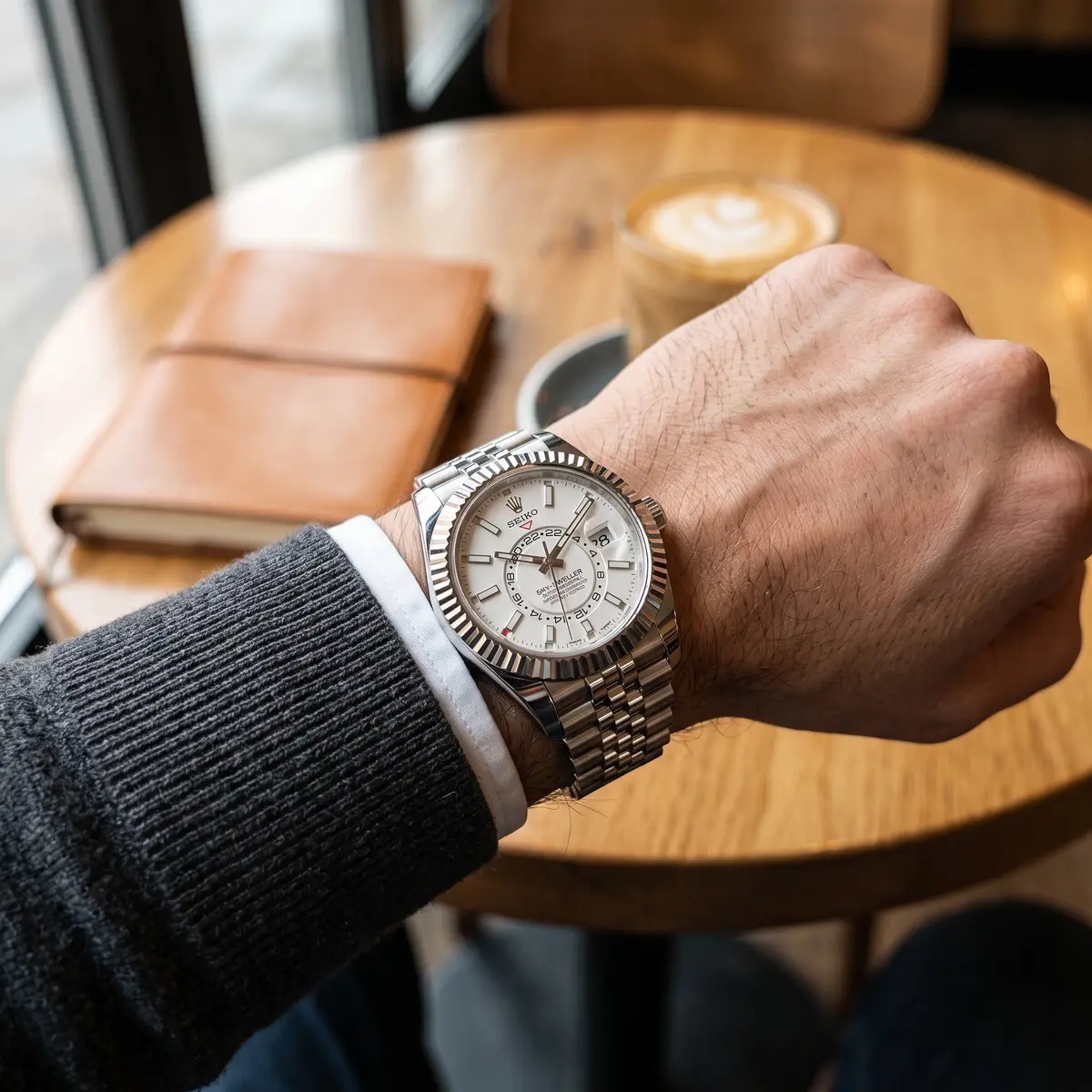 Seiko Mod Uhr DWELLER MOD – Ghost White – am Handgelenk – Wristshot – MedoMods
