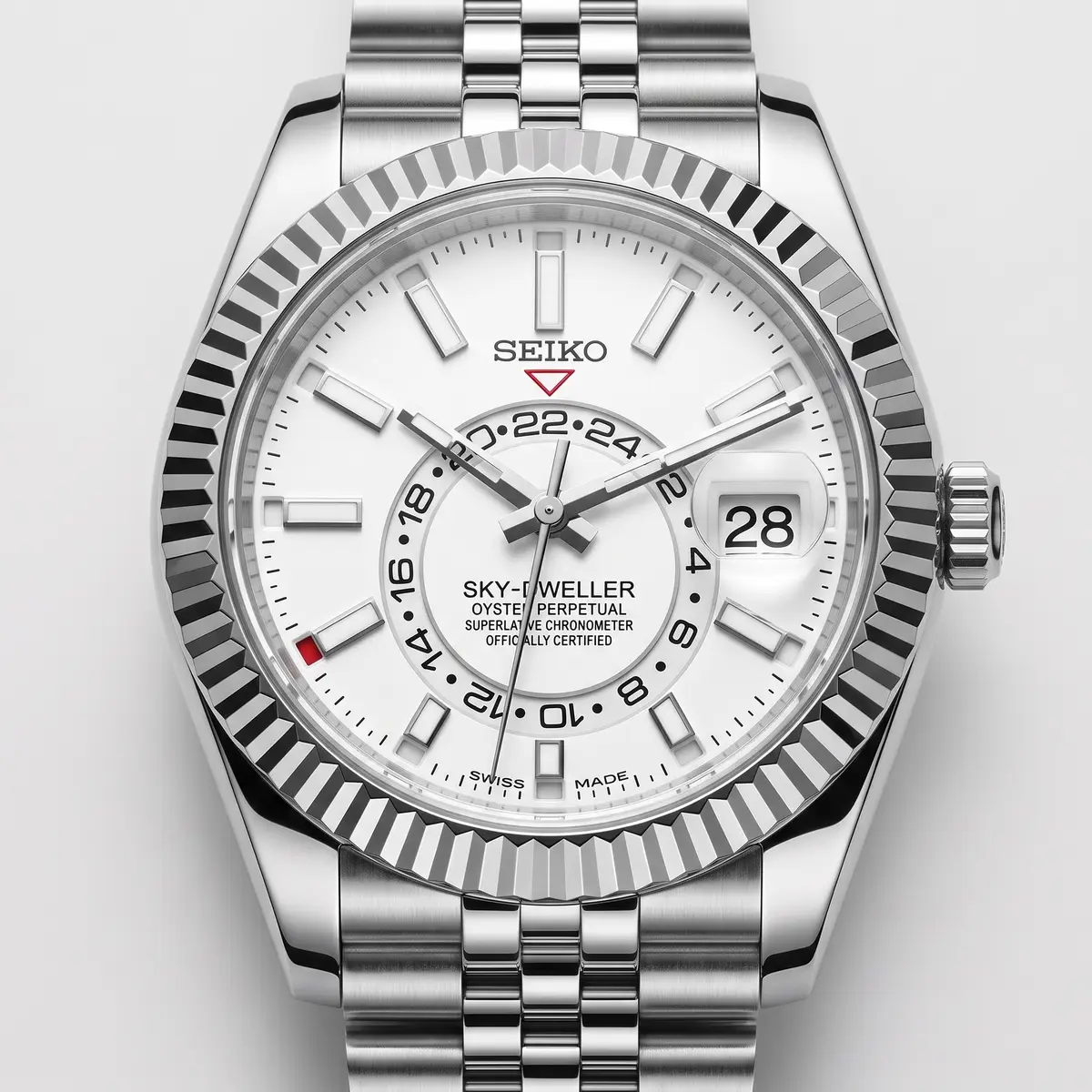 Seiko Mod Uhr DWELLER MOD – Ghost White – Zifferblatt Nahaufnahme – MedoMods