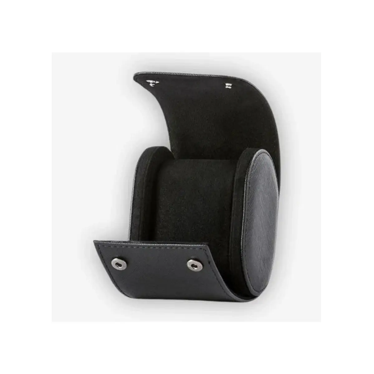 watch travel case black leather single watch roll pouch with snap closure