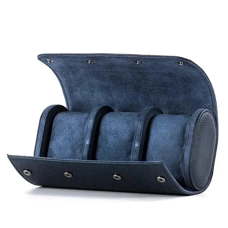 Estuche de viaje para relojes de cuero azul medianoche – Funda enrollable de alta calidad | MedoMods – en su caja 4
