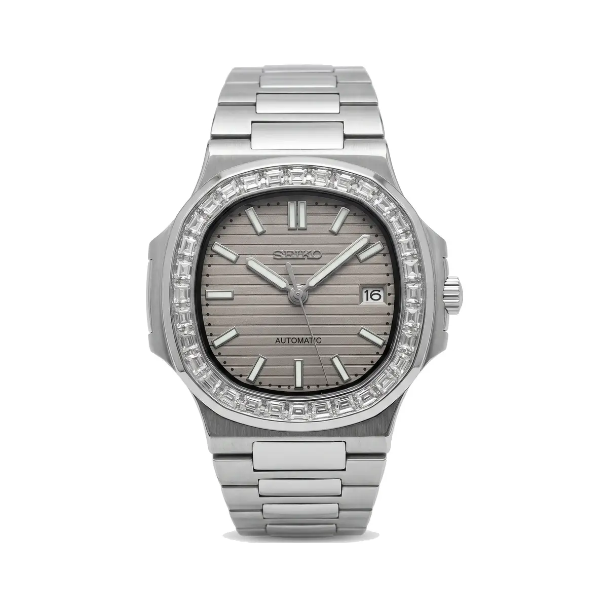 Seiko Mod Uhr NAUT MOD – Beige (Diamantlünette) – Automatik – MedoMods