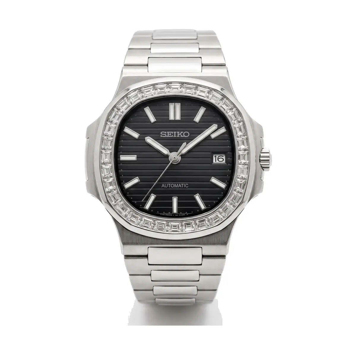 Seiko Mod Uhr NAUT MOD – Schwarz (Diamantlünette) – Automatik – MedoMods