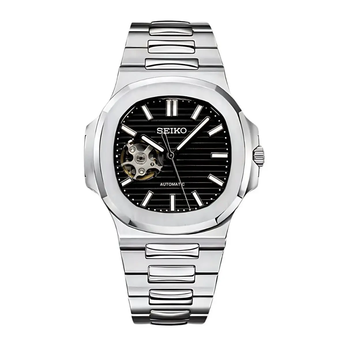 Seiko Mod Uhr NAUT MOD β SCHWARZ (OFFENES HERZ) β MedoMods