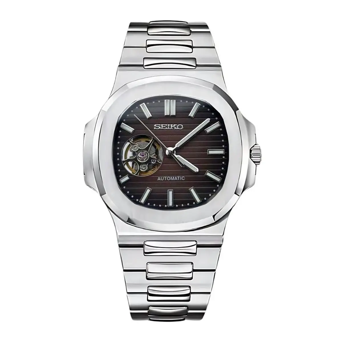 Seiko Mod Uhr NAUT MOD β BRAUN (OFFENES HERZ) β MedoMods