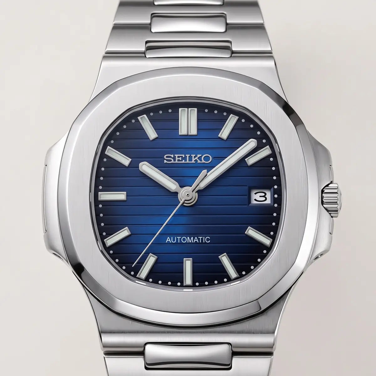 Seiko Mod Uhr NAUT MOD – DUNKELBLAU – Zifferblatt Nahaufnahme – MedoMods