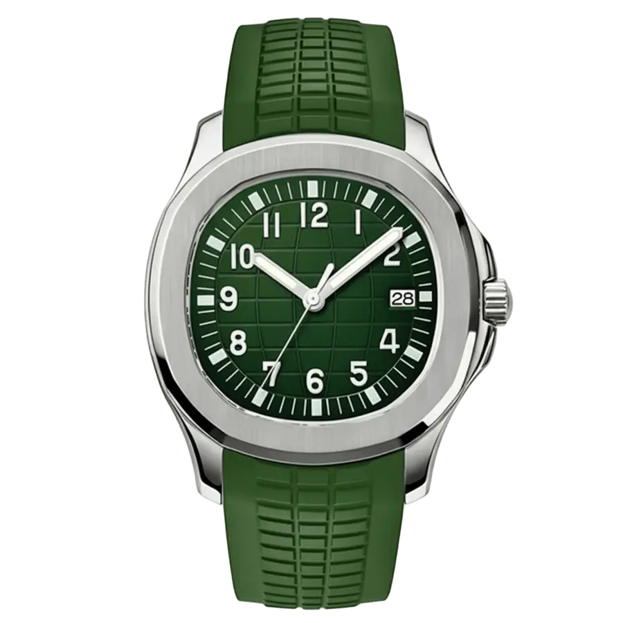NAUT MOD | Quadrante verde con scritte in arabo – Cinturino in gomma verde - Automatico