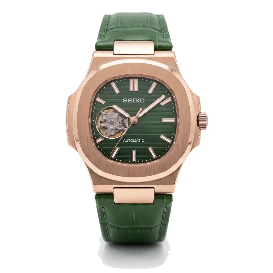 NAUT MOD | Open Heart Rose Gold Green Dial - Automatic