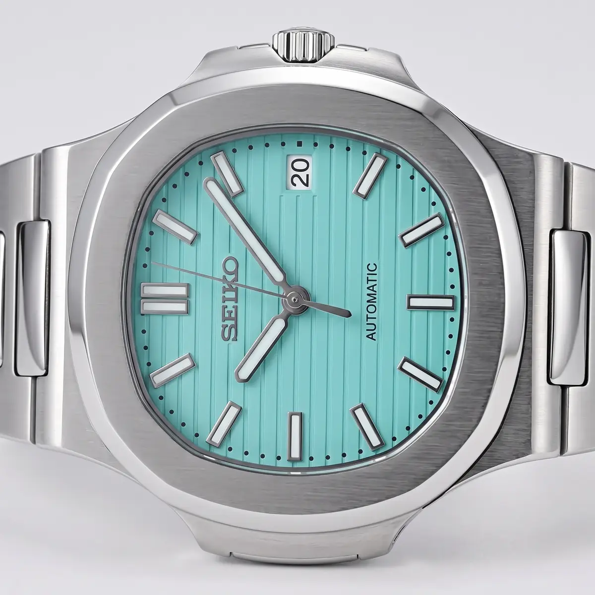 Seiko Mod Uhr NAUT MOD – TIFFANY – Zifferblatt Nahaufnahme – MedoMods