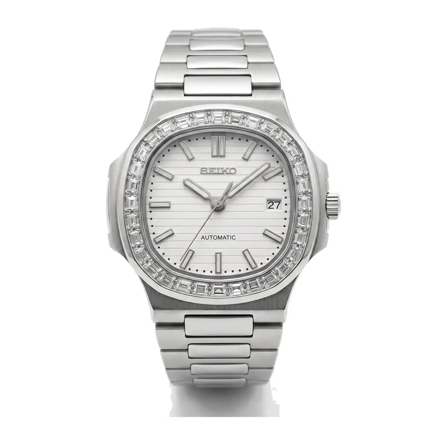 NAUT MOD | White (Diamond Bezel) - Automatic