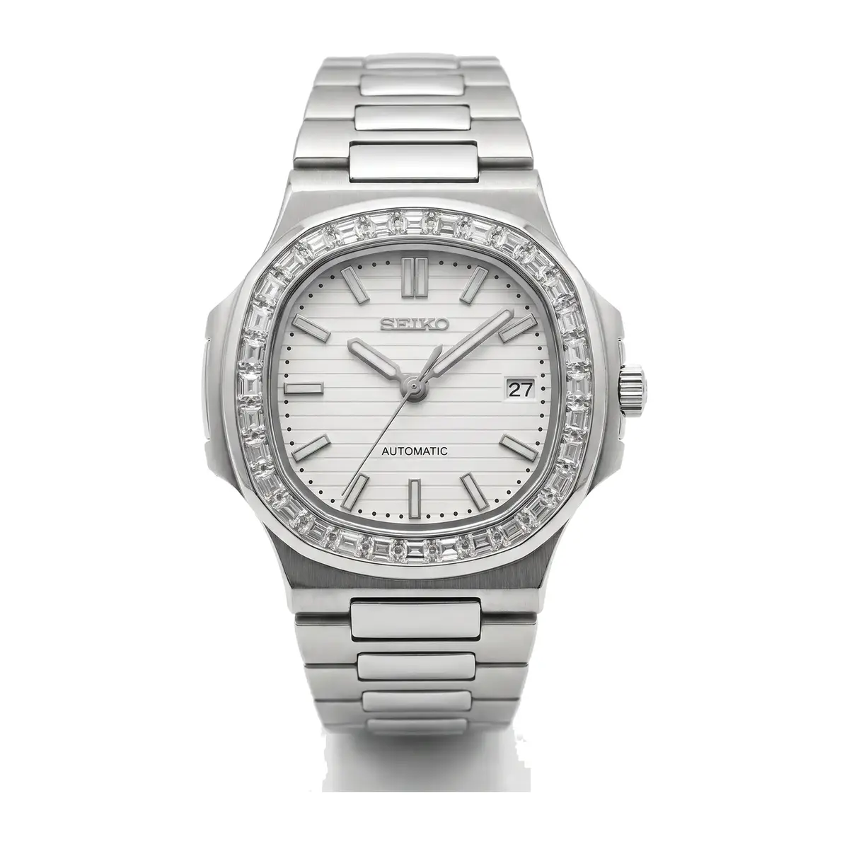 Seiko Mod Uhr NAUT MOD – Weiß (Diamantlünette) – Automatik – MedoMods