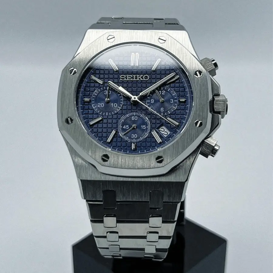 OAK MOD | Cronografo blu navy – Bracciale integrato