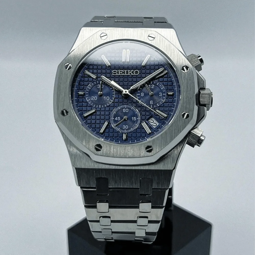 OAK MOD | Chronograph in Marineblau – Integriertes Armband