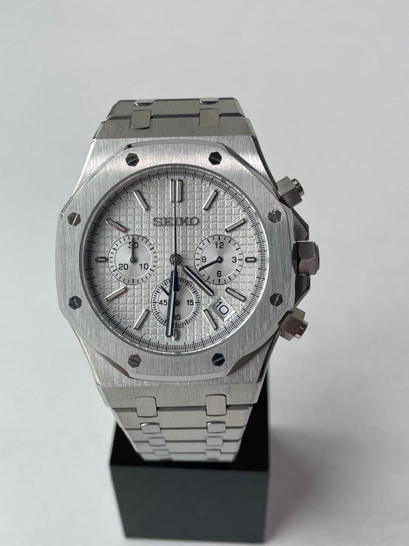 OAK MOD | Weißer Chronograph – Integriertes Armband